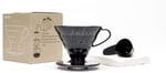Hario V60 02 Plastik Dripper ve 40’lı Filtre Kağıdı Seti, Siyah Şeffaf
