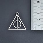 Harry Potter Ölüm Yadigarları Üçgen Deri ip Kolye - Gümüş Kaplama - Kadın Erkek Kolye - No:896