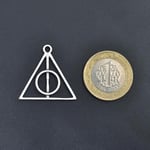 Harry Potter Ölüm Yadigarları Üçgen Deri ip Kolye - Gümüş Kaplama - Kadın Erkek Kolye - No:896