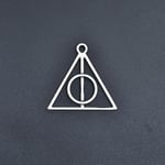 Harry Potter Ölüm Yadigarları Üçgen Deri ip Kolye - Gümüş Kaplama - Kadın Erkek Kolye - No:896