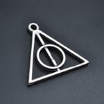Harry Potter Ölüm Yadigarları Üçgen Erkek Kadın Kolye Antik Gümüş Kaplama - 60 cm Düz Zincir
