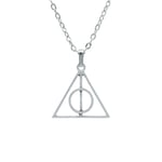 Harry Potter Ölüm Yadigarları Üçgen Erkek Kadın Kolye Antik Gümüş Kaplama - 60 cm Düz Zincir
