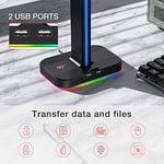 havit çift kulaklık askısı, 2 USB bağlantı noktası, RGB kulaklık tutucu, oyuncular için, PC için, siyah (TH650)