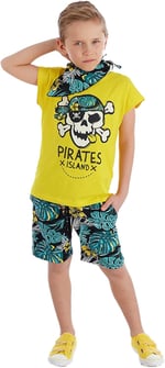Hawaii Erkek Çocuk T-shirt Şort Bandana Takım