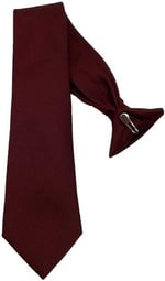 Hazır Bağlanmış Klipsli Bordo Kravat