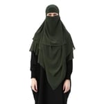 Hazır Pratik Şifon Üç Katlı Peçeli Üçgen Hac Umre Şalı Sufle Hijab Nikap
