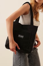 HBS Dry&More Siyah Kol Omuz Çantası, Kanvas Bez Çanta, Tote Bag, Doğa Dostu, Basıc Kadın/Kız siyah L