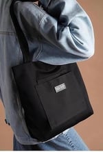 HBS Dry&More Siyah Kol Omuz Çantası, Kanvas Bez Çanta, Tote Bag, Doğa Dostu, Basıc Kadın/Kız siyah L