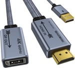 HDMI Displayport Adaptörüne 4K@60Hz, 2K@120Hz, 1080P@165Hz, HDMI (PC/Dizüstü Bilgisayar) Erkek - DisplayPort (monitör) Dişi Kablo USB gücü ile Uyumlu GPU, Dizüstü Bilgisayar, AMD, NVIDIA, PS5, Xbox