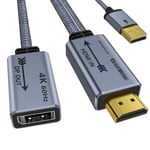 HDMI Displayport Adaptörüne 4K@60Hz, 2K@120Hz, 1080P@165Hz, HDMI (PC/Dizüstü Bilgisayar) Erkek - DisplayPort (monitör) Dişi Kablo USB gücü ile Uyumlu GPU, Dizüstü Bilgisayar, AMD, NVIDIA, PS5, Xbox