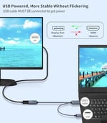 HDMI Displayport Adaptörüne 4K@60Hz, 2K@120Hz, 1080P@165Hz, HDMI (PC/Dizüstü Bilgisayar) Erkek - DisplayPort (monitör) Dişi Kablo USB gücü ile Uyumlu GPU, Dizüstü Bilgisayar, AMD, NVIDIA, PS5, Xbox
