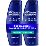 Head & Shoulders Klinik Mukavemet Kepek Şampuanı, Selenyum Sülfür Kepek Savunması, Yoğun Kaşıntı Giderici, Soğutma Mentolü, 13.5 Fl Oz Her Biri, 2'li Paket