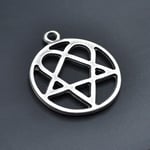 Heartagram Deri ip Kolye - Gümüş Kaplama - Kadın Erkek Kolye - No:838