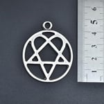 Heartagram Erkek Kadın Kolye Antik Gümüş Kaplama - 60 cm Düz Zincir