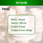 Heda Porselen Hayat Ağacı 4 Parça 2 Kişilik Porselen Kahve Fincan Takımı 100 ml – Şık Desenli Türk Kahvesi Seti, Çeyizlik ve Hediyelik