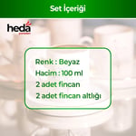 Heda Porselen Hayat Ağacı 4 Parça 2 Kişilik Porselen Kahve Fincan Takımı 100 ml – Şık Desenli Türk Kahvesi Seti, Çeyizlik ve Hediyelik