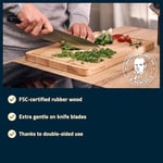 HENCKELS by ZWILLING Kesme tahtası ahşap kesme tahtası, 40 x 27,5 x 2,5 cm, meyve suyu oluğu, çift taraflı kullanılabilir