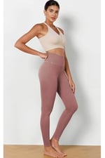 Hepsine Rakip Kadın Yüksek Bel Fitilli Esnek Spor Tayt 4117 Mürdüm L-XL