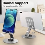 Her Açı için Ayarlanabilir Açıya Sahip Döner Masaüstü Metal Telefon Tablet Tutucu, 2 ADET (Gri-Gri)