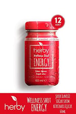 Herby Energy Shot 12'li Paket Enerji Desteği Bitki Bazlı İçecek (12 x 60ml)