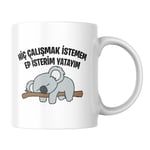 Hiç Çalışmak İstemem Ep İsterim Yatayım Komik Yazılı Kupa Bardak Hediyelik Çay Kahve Kupası Coffee Mug