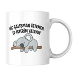 Hiç Çalışmak İstemem Ep İsterim Yatayım Komik Yazılı Kupa Bardak Hediyelik Çay Kahve Kupası Coffee Mug