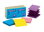 Highland Pop-up-notlar, 7,6 x 7,6 cm, farklı parlak renkler, 12 adet