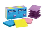 Highland Pop-up-notlar, 7,6 x 7,6 cm, farklı parlak renkler, 12 adet