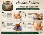 Hindiba Kahvesi, Çözünebilir Kafeinsiz Kahve,%100 Doğal Hindiba Kafeinsiz İçeceği - Sindirime Yardımcı Cam Kavanoz, Diyet Zayıflama kahvesi150 gr (%60 Kahve,%40 Hindiba)
