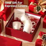 Hlukana Porselen Espresso Bardak Seti 4, 4 oz Küçük Kahve Kupaları, Espresso Makinesi ve Kahve Makinesi için Mükemmel Beyaz Demitasse Bardakları, Mikrodalga Bulaşık Makinesinde Yıkanabilir Espresso
