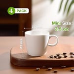 Hlukana Porselen Espresso Bardak Seti 4, 4 oz Küçük Kahve Kupaları, Espresso Makinesi ve Kahve Makinesi için Mükemmel Beyaz Demitasse Bardakları, Mikrodalga Bulaşık Makinesinde Yıkanabilir Espresso