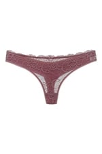 HNX UNDERWEAR 2'li Önü Dantel Arkası Çift Kat Pamuklu Tanga Kadın Külot Pudra Mor XL hnxNM7601