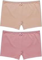 HNX UNDERWEAR 2'li Pamuklu Düz Renk Kadın Boxer Külot Kahve-Vizon L hnxNM6189