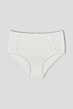 HNX UNDERWEAR 2'li Yüksek Bel Büyük Beden Yanları Dantel Detaylı Pamuklu Bato Kadın Külot Siyah Ekru 2XL hnxNM2248
