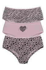 HNX UNDERWEAR 3'lü Hipster Kadın Külot Pembe Gri XL hnxNM981