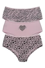 HNX UNDERWEAR 3'lü Hipster Kadın Külot Pembe Gri XL hnxNM981