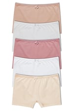 HNX UNDERWEAR 5'li Pamuklu Düz Renk Kadın Boxer Külot Kahve-Beyaz-Vizon-Ekru-Ten L hnxNM6217