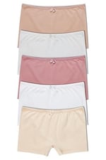 HNX UNDERWEAR 5'li Pamuklu Düz Renk Kadın Boxer Külot Kahve-Beyaz-Vizon-Ekru-Ten L hnxNM6217