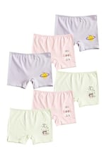 HNX UNDERWEAR 6'lı Pamuklu Baskılı Kız Çocuk Boxer Külot Karışık-3 8-9 Yaş hnxNM748