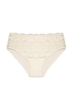 HNX UNDERWEAR Dantelli Yüksek Bel Büyük Beden Bato Kadın Külot Ekru XXL hnxNM3056