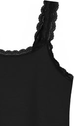 HNX UNDERWEAR Pamuklu Yaka ve Askı Dantel Detaylı İnce Askılı Kadın Atlet (Siyah, XL)