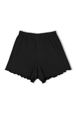 HNX UNDERWEAR Siyah Pamuklu Fitilli Kısa Kollu Tişört ve Şort Kadın Pijama Takımı Siyah 2XL hnxNM8370