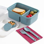 Hobby Life Lunch To Go 3 Bölmeli Beslenme Kabı – Sosluklu, Sızdırmaz Kapak, BPA İçermez, 920 ml + 40 ml (Pembe)