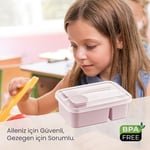 Hobby Life Lunch To Go 3 Bölmeli Beslenme Kabı – Sosluklu, Sızdırmaz Kapak, BPA İçermez, 920 ml + 40 ml (Pembe)