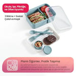 Hobby Life Lunch To Go 3 Bölmeli Beslenme Kabı – Sosluklu, Sızdırmaz Kapak, BPA İçermez, 920 ml + 40 ml (Pembe)