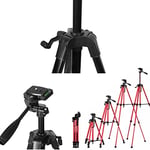 Hobimtek 3366 Alüminyum Cep Telefonu İçin Su Terazili Tripod 140 Cm Pro (Kırmızı)
