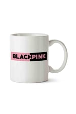 HobiShop(5663) Black Pink Logo Porselen Kupa Bardak Beyaz