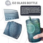 Hobnail İçecek Bardakları, 6 Highball Bardağı, 368 ml, Kabartmalı Eski Moda Züccaciye, Su, Şarap, Bira, Meyve Suyu için, Karışık İçecek Takımı (Peygamber Çiçeği Mavisi)