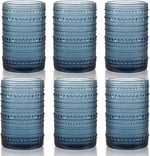 Hobnail İçecek Bardakları, 6 Highball Bardağı, 368 ml, Kabartmalı Eski Moda Züccaciye, Su, Şarap, Bira, Meyve Suyu için, Karışık İçecek Takımı (Peygamber Çiçeği Mavisi)