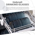 Hobnail İçecek Bardakları, 6 Highball Bardağı, 368 ml, Kabartmalı Eski Moda Züccaciye, Su, Şarap, Bira, Meyve Suyu için, Karışık İçecek Takımı (Peygamber Çiçeği Mavisi)